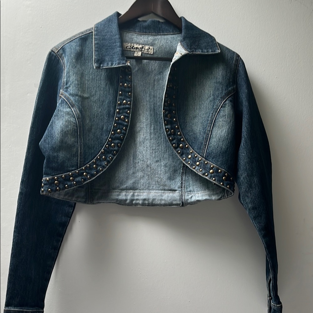 Clash Jeans Studded Denim Cropped Jacket
